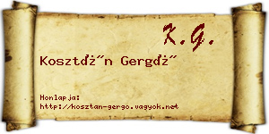Kosztán Gergő névjegykártya